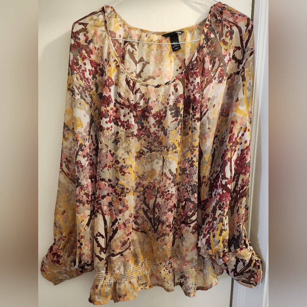 H&M sheer autumn blouse, Size 16, Preloved